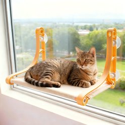 Gapzer Espresso Cozy Hammock Polypropylene Cat Window Perch with Strong Suction Cups, 20 x 12 x 2-in, Yellow