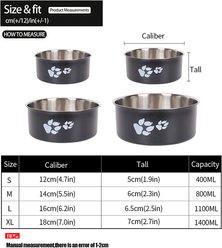 Supet Cartoon Footprint Stainless Steel Dog Bowl, Black, X-Large slide 2 of 7