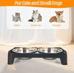 Supet Stainless Steel Double Bowl with Square Stand for Puppies & Cats, Black slide 2 of 7