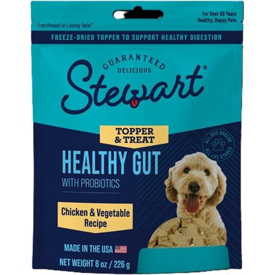 Stewart Stewart Healthy Gut with Probiotics Chicken & Vegetable Recipe Limited Ingredient Freeze-Dried Dog Treats & Food Topper, 8-oz bag