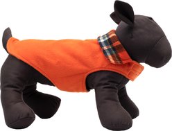 The Worthy Dog Fargo Fleece Dog Jacket, Orange/Navy Plaid, 24-in slide 2 of 3