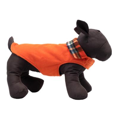 Show full view: The Worthy Dog Fargo Fleece Dog Jacket, Orange/Navy Plaid, 28-in slide 3 of 3