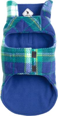 Show full view: The Worthy Dog Fargo Fleece Dog Jacket, Royal/Green, 16-in slide 2 of 3
