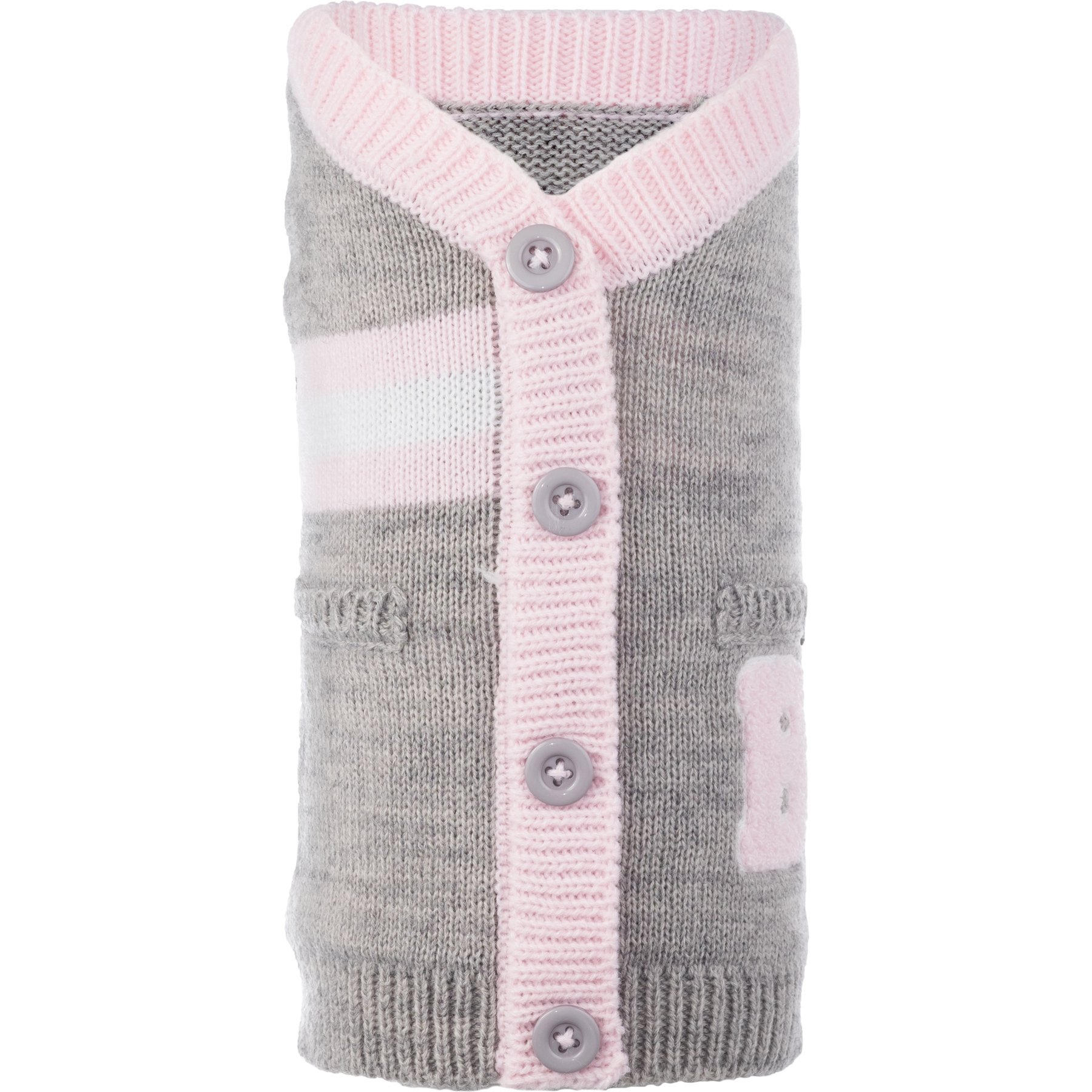 The Worthy Dog Varsity Cardigan Dog Sweater, Gray, XX-Large