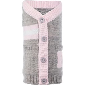 The Worthy Dog Varsity Cardigan Dog Sweater, Gray, XX-Large