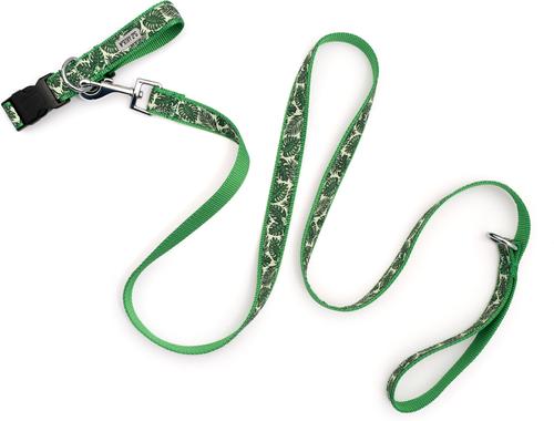 Show full view: The Worthy Dog Tropical Leaves Dog Lead, Green, Large: 5-ft long, 1-in wide slide 4 of 4