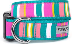 The Worthy Dog Fiesta Stripe Dog Collar, Teal Multicolored, Large: 14 to 20-in neck, 1-in wide