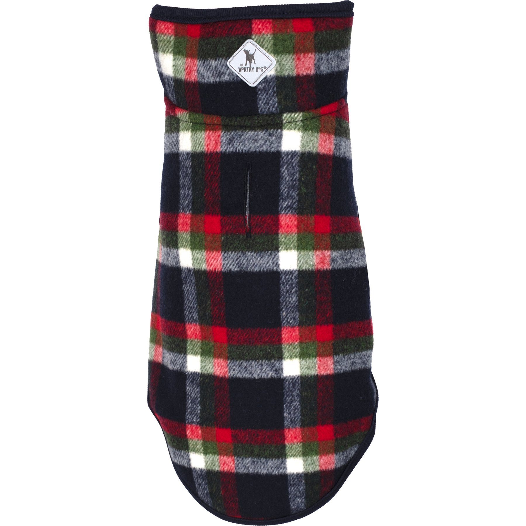 The Worthy Dog Alpine Jacket Dog Coat, Navy/Red/Olive Plaid, 28-in