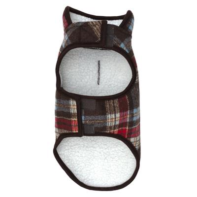 Show full view: The Worthy Dog Alpine Jacket Dog Coat, Brown/Red/Blue Plaid, 10-in slide 4 of 5