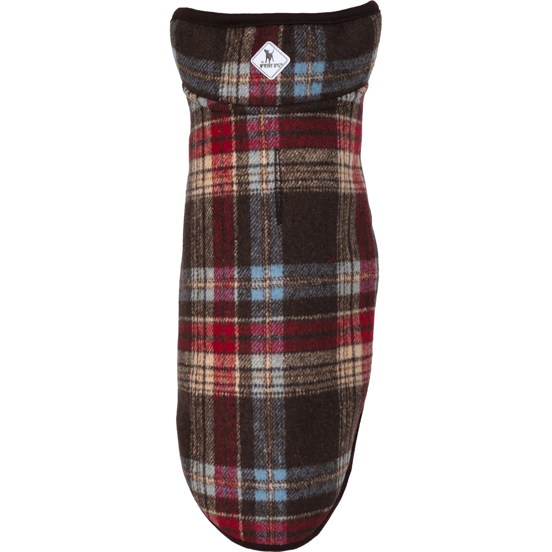 The Worthy Dog Alpine Jacket Dog Coat, Brown/Red/Blue Plaid, 30-in