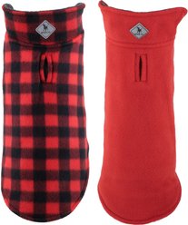 The Worthy Dog Fargo Fleece Dog Jacket, Red/Black, 26-in