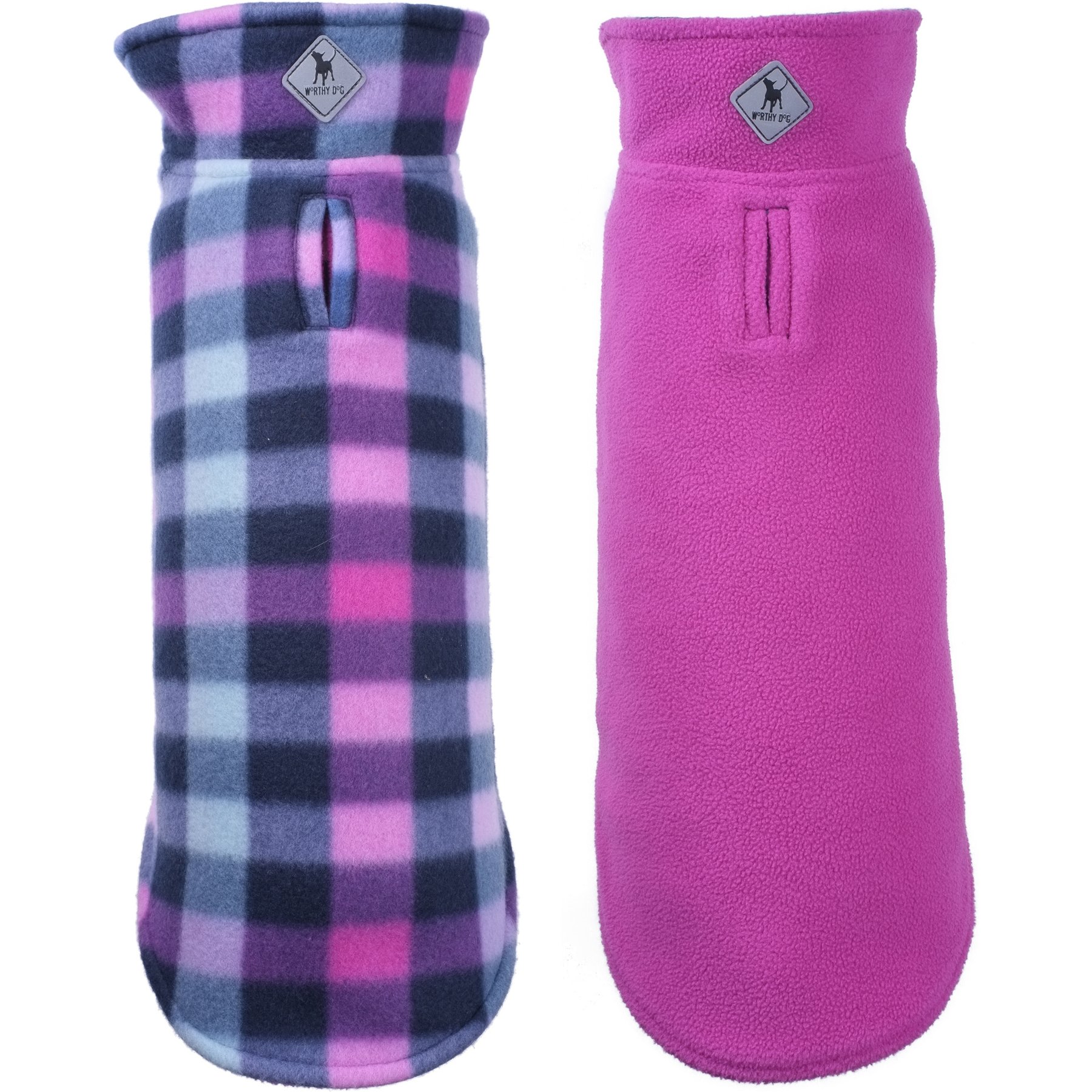 The Worthy Dog Fargo Fleece Dog Jacket, Purple, 20-in