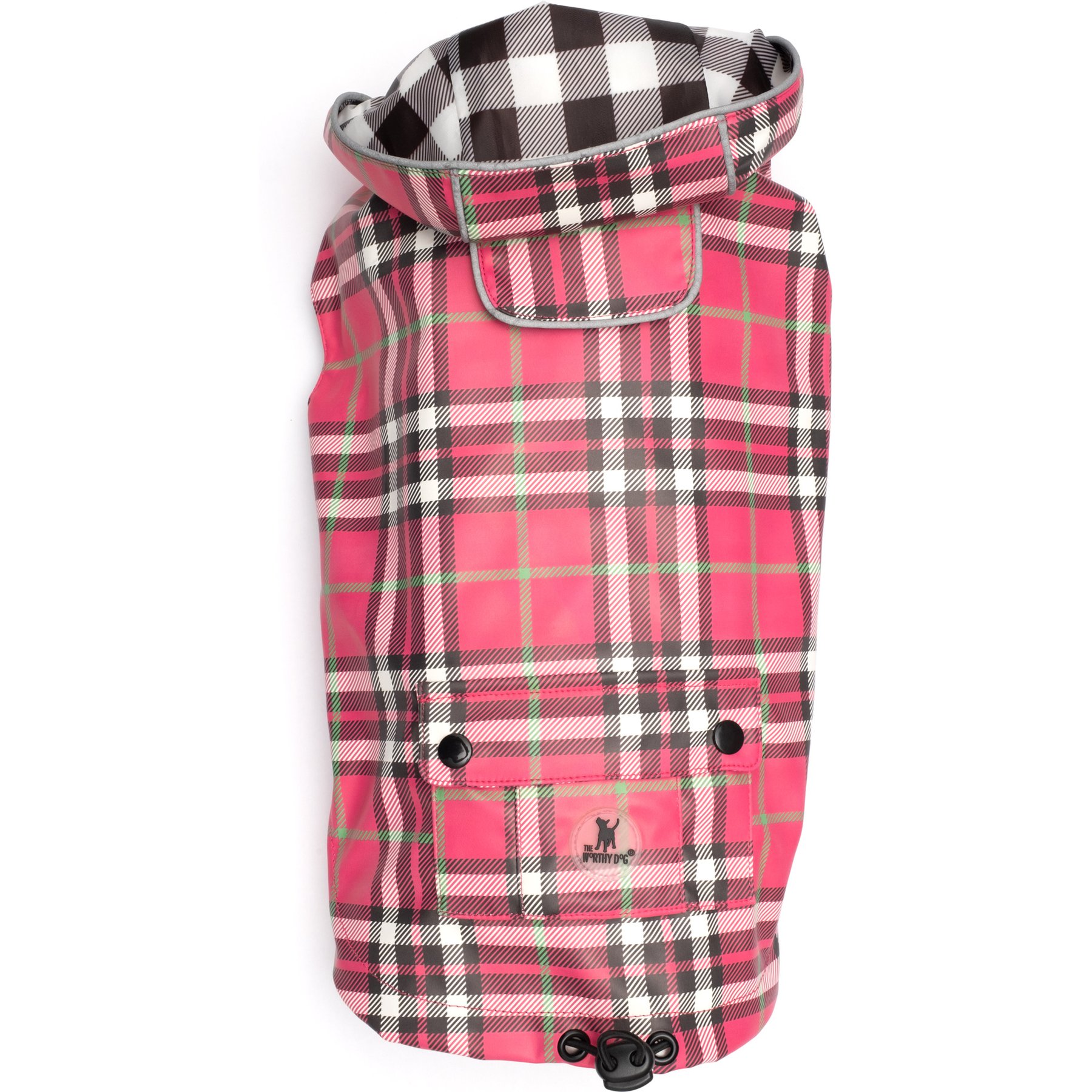 The Worthy Dog London Dog Raincoat, Pink, Medium