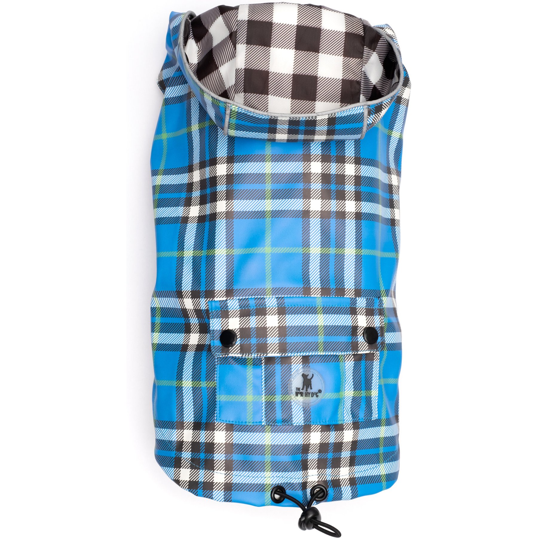 The Worthy Dog London Dog Raincoat, Blue, Small