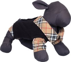 The Worthy Dog Two-Fer Cardigan Dog Sweater, Black/Beige, X-Small slide 2 of 3