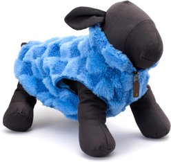 The Worthy Dog Faux Fur Check 1/2 Zip Pullover Dog Coat, Blue, Medium slide 2 of 3