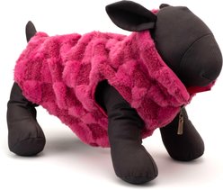 The Worthy Dog Faux Fur Check 1/2 Zip Pullover Dog Coat, Pink, Large slide 2 of 3