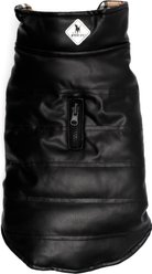 The Worthy Dog Faux Leather Reversible Dog Jacket, Black, Small