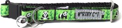 The Worthy Cat Pandas Cat Collar, Green, 9 to 11-in neck, 1/2-in wide