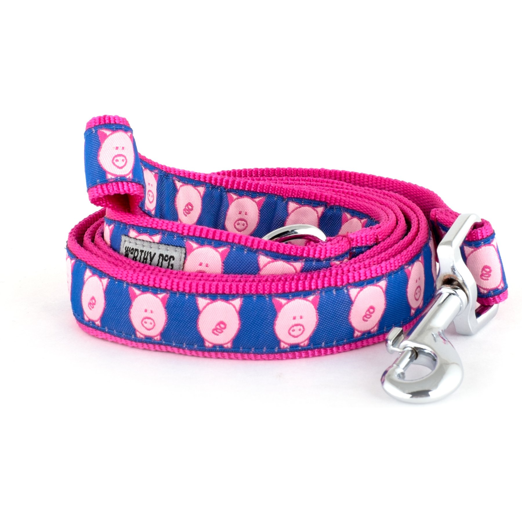 The Worthy Dog Wilbur Pig Dog Lead, Navy, Small: 5-ft long, 5/8-in wide