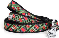 The Worthy Dog Lurex Plaid Dog Lead, Red, Large: 5-ft long, 1-in wide