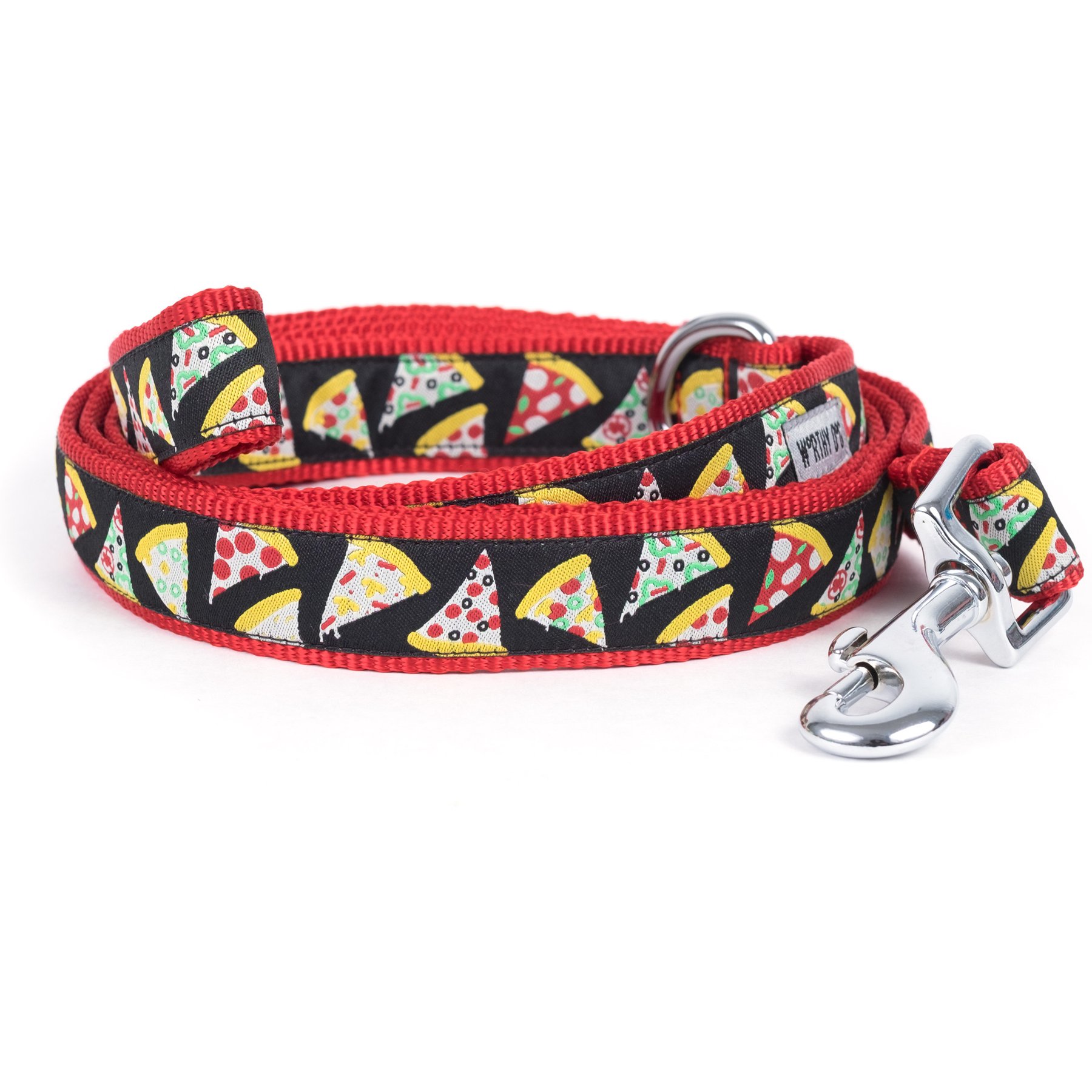 The Worthy Dog Pizza Dog Lead, Black, Small: 5-ft long, 5/8-in wide