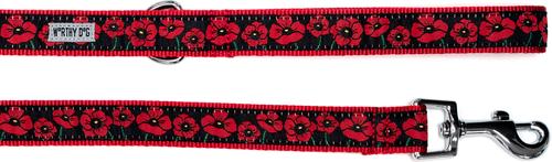 Show full view: The Worthy Dog Poppies Dog Lead, Black, Large: 5-ft long, 1-in wide slide 2 of 2