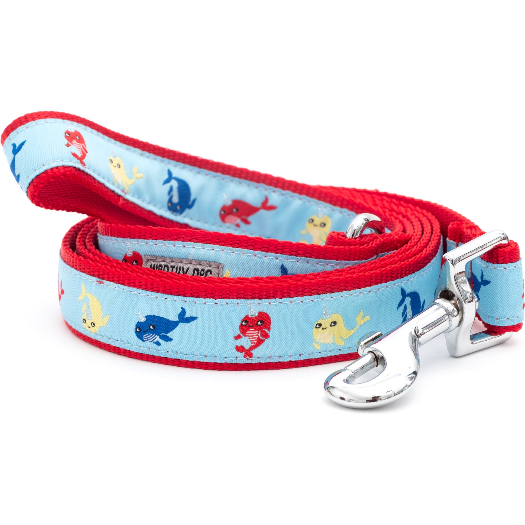 The Worthy Dog Narwhals Dog Lead, Blue, Small: 5-ft long, 5/8-in wide