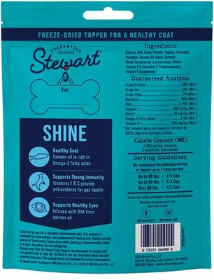 Show full view: Stewart Shine with Omega-3 Fatty Acids Salmon & Sweet Potato Recipe Limited- Ingredient Freeze-Dried Dog Meal Topper & Treats, 8-oz pouch slide 3 of 5