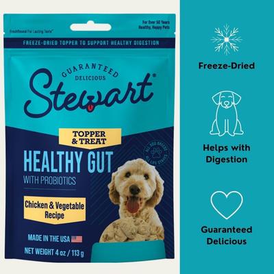 Show full view: Stewart Healthy Gut Chicken & Vegetables Recipe Grain-Free Freeze-Dried Dog Treats, 8-oz pouch slide 4 of 6