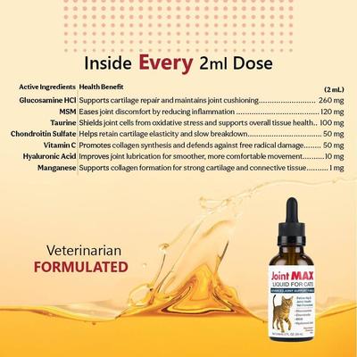 Show full view: JointMAX TS Liquid Concentrate Chicken Flavor Supplement for Cats, 2-fl oz bottle slide 5 of 9