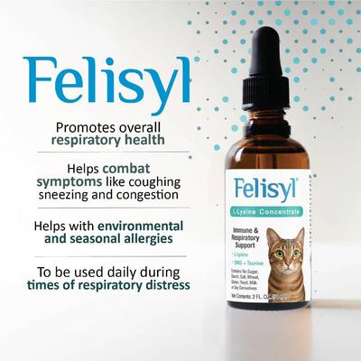 Show full view: Felisyl PLUS L-Lysine Feline Immunity Liquid Concentrate Chicken Flavor Supplement for Cats, 2-fl oz bottle slide 3 of 10