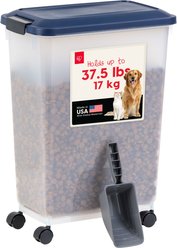 IRIS WeatherPro Airtight Dog, Cat & Bird Food Storage Container, Navy, 37.5-lb