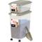 Show in main carousel: IRIS 3-Piece WeatherPro Airtight Stackable Dog, Cat & Bird Food Storage Container Combo with Scoop & Treat Box, Clear/Gray, 54-lb slide 1 of 11
