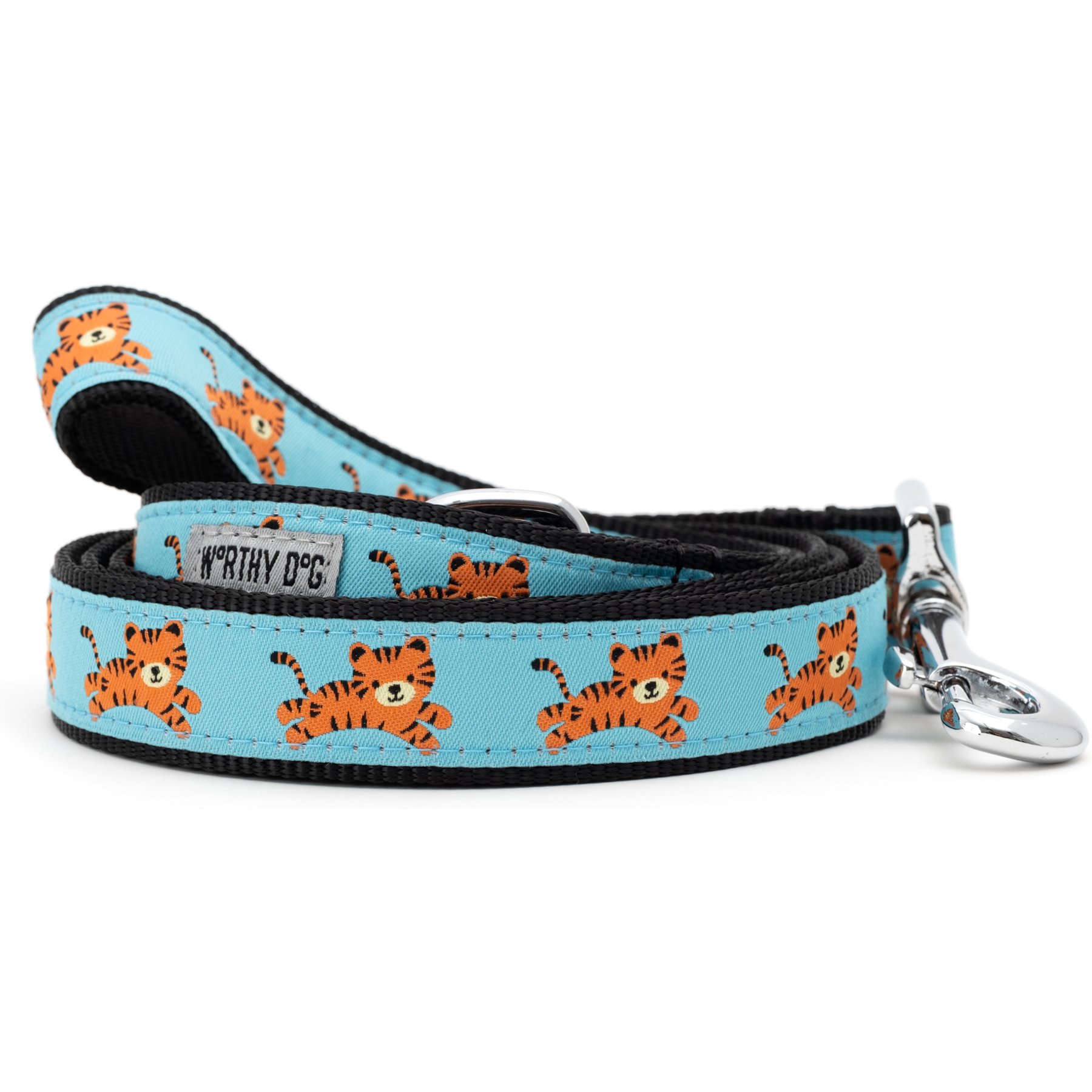 The Worthy Dog Tigers Dog Lead, Blue, Large: 5-ft long, 1-in wide