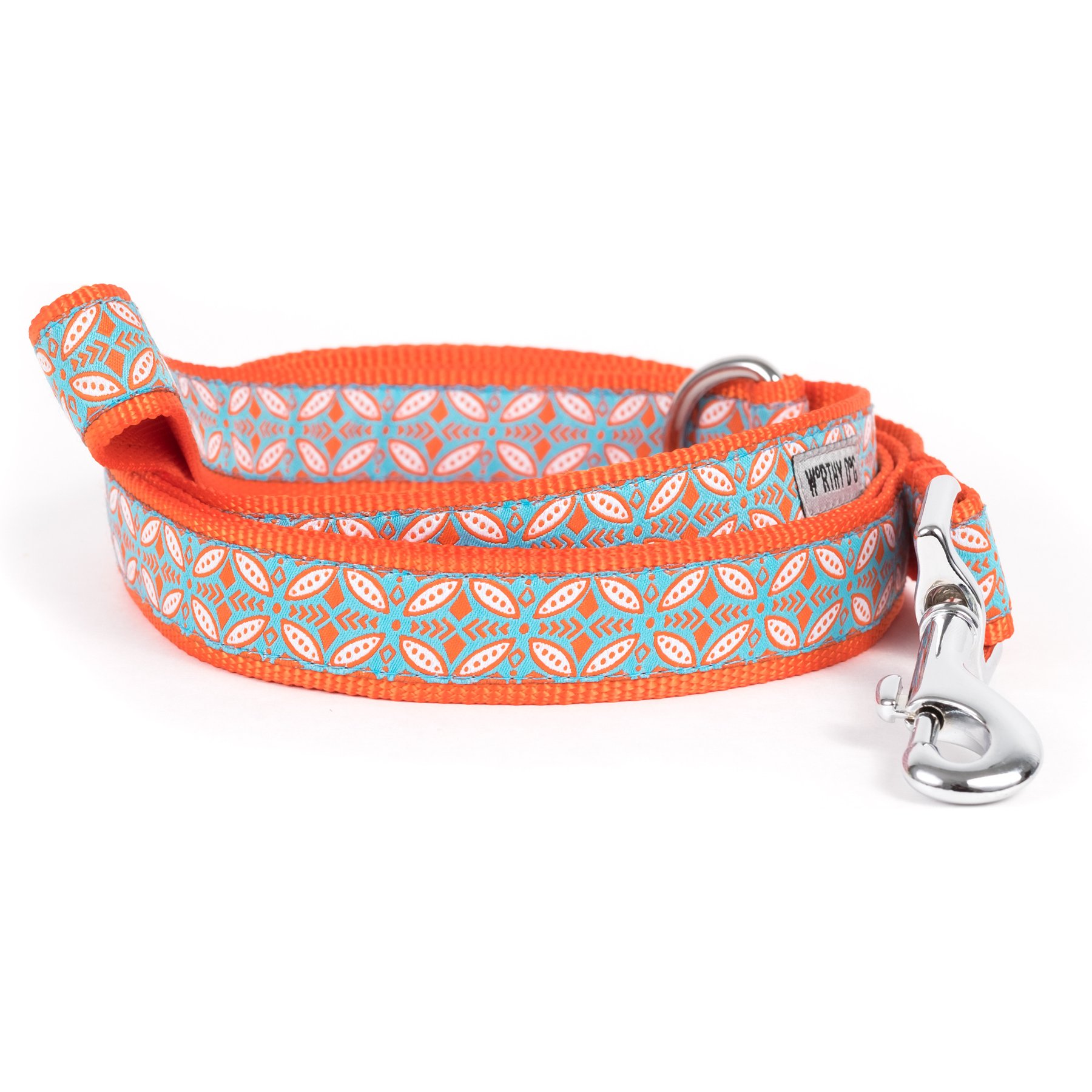 The Worthy Dog Stamp Print Dog Lead, Coral, Large: 5-ft long, 1-in wide