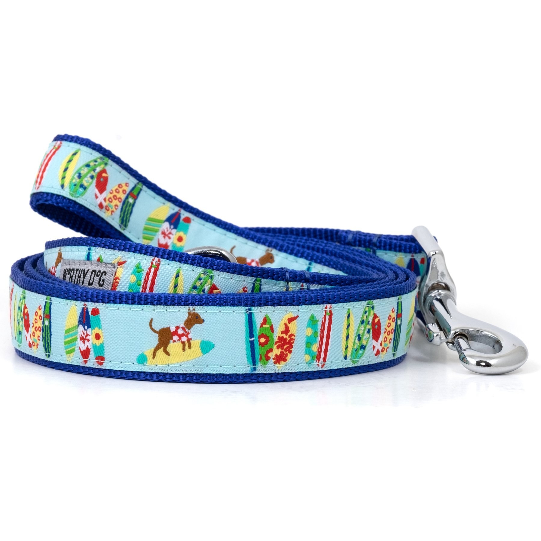 The Worthy Dog Surf’s Up Dog Lead, Blue, Small: 5-ft long, 5/8-in wide