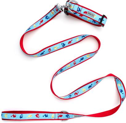 Show full view: The Worthy Dog Narwhals Dog Lead, Blue, Large: 5-ft long, 1-in wide slide 3 of 3