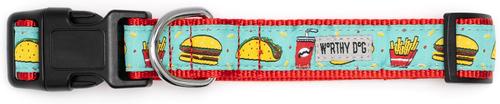 Show full view: The Worthy Dog Food Fest Dog Collar, Turquoise, Large: 14 to 20-in neck, 1-in wide slide 3 of 4