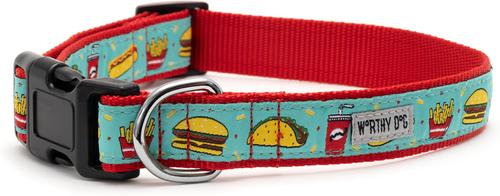 Show full view: The Worthy Dog Food Fest Dog Collar, Turquoise, Large: 14 to 20-in neck, 1-in wide slide 4 of 4