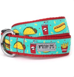 The Worthy Dog Food Fest Dog Collar, Turquoise, Large: 14 to 20-in neck, 1-in wide