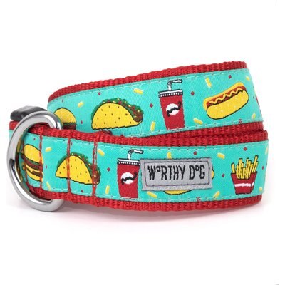 The Worthy Dog The Worthy Dog Food Fest Dog Collar, Turquoise, Small: 8 to 14-in neck, 5/8-in wide