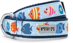 The Worthy Dog Fishy Dog Collar, Blue, X-Small: 5 to 11-in neck, 1/2-in wide