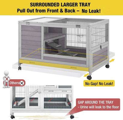 Show full view: Aivituvin 39-in Indoor & Outdoor Wheeled Rabbit & Guinea Pig Hutch slide 4 of 8