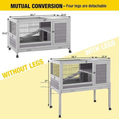 Show full view: Aivituvin 39-in Indoor & Outdoor Wheeled Rabbit & Guinea Pig Hutch slide 6 of 8