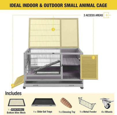 Show full view: Aivituvin 39-in Indoor & Outdoor Wheeled Rabbit & Guinea Pig Hutch slide 3 of 8