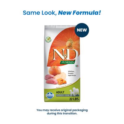 Show full view: Farmina N&D Pumpkin Canine Adult Boar & Apple Dry Dog Food, 22-lb bag slide 3 of 11