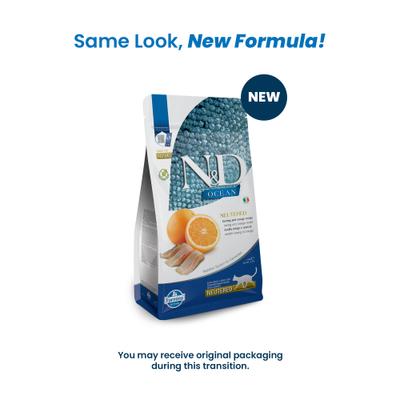 Show full view: Farmina N&D Ocean Feline Herring & Orange Neutered Dry Cat Food, 3.3-lb bag slide 3 of 10