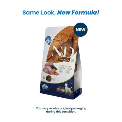 Show full view: Farmina N&D Brown Coat Canine Formula Adult GMO-Free Lamb, Carrot & Kelp Mini Dry Dog Food, 4.4-lb bag slide 3 of 3