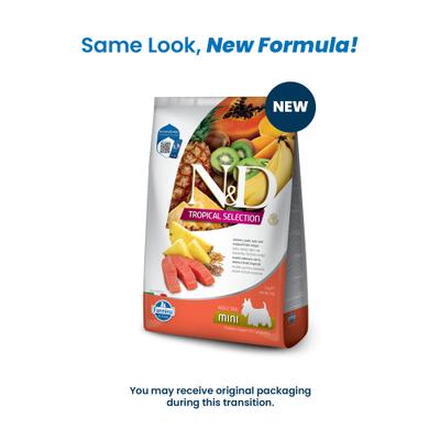 Show full view: Farmina N&D Tropical Selection Salmon Adult Mini Dry Dog Food, 11-lb bag slide 3 of 11